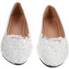 COLLBATH Scarpe da Sposa in Pizzo e Decorazioni Bianche, Donna, Taglia 40 | Design Elegante Fatto a Mano, Tomaia in PU e Pizzo, Morbidezza e Comodità, per Cerimonia e Uso Quotidiano