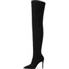 EDEFS Stivali Cuissardes in Camoscio con Tacco A Spillo 10 cm Look Raffinato ed Elegante Ideale per Serate Chic Nero EU42