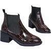 MASHANGGOU Stivali da donna in pelle con tacco medio, motivo Chelsea Chunky Heels Booties comodi ed eleganti per l'uso quotidiano, marrone scuro., 36/46 EU