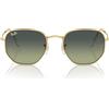 Ray-Ban Occhiali da sole con lenti piatte esagonali RB3548N, Oro/Verde Vintage, 54 mm