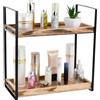 Granvoo Organizer in Legno Metallo con 2 Scaffali, Scaffale Multifunzione in Legno con Struttura in Metallo, Desk Scaffalatura per Cucina, Bagno, Cosmetici, Ufficio, Scaffale da Soggiorno e Cucina