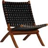 vidaXL Sedia a Sdraio Vera Pelle 59x72x79cm Strisce Nera Pieghevole Seggiola