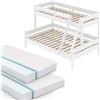 VitaliSpa Letto a castello Everest, Bianco, 140x200 / 90x200 cm con 2 materassi, con scala integrata e sistema di doghe stabile