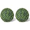 vidaXL Sfere di Bosso Artificiali Set da 2, Ø35 cm, Foglie in Plastica Verde Misto, Adatte per Interni ed Esterni, Decorazione Casa o Giardino, Accessorio Paesaggistico