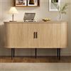 Kelodan Moderna credenza in MDF con ante a rullo, maniglie in alluminio e gambe in ferro - Versatile armadio per soggiorno, sala da pranzo e arredamento moderno