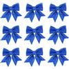 Sprinlot Fiocchi di Natale Blu, 9 Pezzi Blu Fiocchetti Albero Natale, 15 & 12 cm Fiocchi di Natalizi, Christmas Glitter Bows, Regalo Fiocchi Natalizie Decorazione