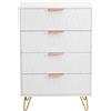 TIMORWTF Cassettiera 4 Cassetti 60cm, Cassettiera per Camera da Letto, Bambini, Soggiorno o Corridoio, Mobile di Stoccaggio Moderno, 60x34x90 cm, Bianco