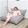 QIROG Divano a sacco casual moderno grigio 110 x 140 cm, pieghevole, senza cornice, tessuto, imbottitura in schiuma EPS, convertibile, soggiorno