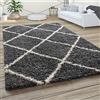 Paco Home Morbido tappeto a pelo lungo Shaggy per soggiorno in stile scandinavo con motivo a rombi, Dimensione:240x340 cm, Colore:Antracite