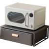 Generic Organizer da cucina per elettrodomestici con cassetto estraibile, forno a microonde, caffetteria e elettrodomestici da cucina, in acciaio al carbonio, nero (50 cm)