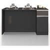 WHOUS Isola Cucina SOLE con 2 Ante e 2 Cassetti, Tavolo da Pranzo e Piano di Lavoro, Ideale per Open Space e Spazi Ridotti, 160x90x90 cm, Antracite Opaco e Report