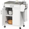 HOMCOM Isola di cucina mobile ausiliario da cucina moderno mobile a buffet ausiliario con 4 ruote, 1 cassetto 1 portasciugamani 1 portaspezie e ripiano regolabile 83,5 x 45,7 x 90,5 cm bianco