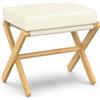 BAMBOOHOMIE Sgabello poggiapiedi pieghevole, moderno, con gambe a X in bambù e cuscino in schiuma spessa, sgabello pieghevole piccolo imbottito per camera da letto, soggiorno, sgabello da trucco