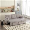 Trdlpyn Divano Letto Multifunzionale con Contenitore e Letto Estraibile, Chaise Longue Intercambiabile, divano componibile a L con Sedute Contenitore, divano Angolare Componibile per Soggiorno,Grigio chiaro