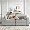 YNYHTER Divano a 2 Posti, Divano Imbottito Sofà da Salotto Cheslong Divano Letto Chaise Longue Divano Modulare a Terra Chaise Longue Divani Trasformabili in Panno con Cuscino (Grigio, 2 posti)