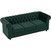 Vente-unique - Divano fisso 3 posti Chesterfield - velluto - verde
