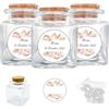 Doni Bomboniere Set Matrimonio 12PZ Barattolini Vetro 4x4x4 Portaconfetti Trasparenti Tappo Sughero Adesivi Personalizzabili Fiori Bustine Confetti Comunione Gadget Cresima