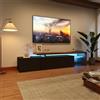 BRILVERDE Mobile TV Moderno 200cm Nero con Luci LED, Mobile per Televisore a 3 Scomparti con Ripiani in Vetro - Mobile Basso per Soggiorno in Finitura Lucida Legno (Nero)