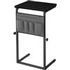 HOOBRO Tavolino da Divano a C, Regolabile in Altezza 50-75 cm, con 5 Tasche in Tessuto Oxford, Tavolino per Soggiorno, Camera da Letto, Bagno, Nero EBB77SF01