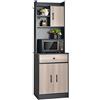 COSTWAY Credenza Alta per Cucina, Mobile da Cucina Moderno con 2 Ante e Cassetto, con Ripiani Regolabili e Foro per Cavi, Ampio Spazio Aperto per Microonde, 60 x 40 x 180 cm (Nero)