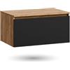 Planetmöbel Arisa - Lavabo senza lavabo da 80 cm, in oro rovere nero, mobili da bagno per bagno degli ospiti e bagno per ospiti