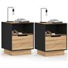 IDMarket - Set di 2 comodini a 1 cassetto OXANA con nicchia in faggio e Nero