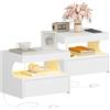 Hzuaneri Comodino Sospeso Set di 2, Con Luci a LED, 1 Cassetto con Guide, Spazio Aperto a Forma di U, Moderno per Camera da Letto Soggiorno, 30 x 40 x 29,2 cm, Bianco NS50403XEU
