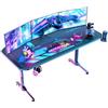 Himimi Scrivania Gaming 160x75 cm Scrivania Da Gioco, Scrivania Gaming Desk per Laptop PC, Tavolo Gioco con Tappetino Per Mouse, Gestione dei Cavi, Gancio per Cuffie, Maniglia di gioco, 160x75x75 cm