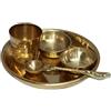 BRACOP® Brass Bhog Thali Set di 5 Pezzi di Decorazioni religiose per la casa, Piatto Indiano per puja per i rituali quotidiani di Janmashtami, Piatto Rotondo per servire la puja della dea indù.