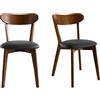 Miliboo Sedie vintage in legno scuro e nero (confezione da 2) Dove