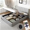 Autheria Letto Matrimoniale con Contenitore 180x200 cm con LED e USB, Letto una piazza e mezza con Testiera Regolabile e Vano Portaoggetti, Letto Contenitore con rete a doghe, Struttura Letto Matrimoniale