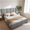 Cayipng Struttura letto moderna con testata alta letto a piattaforma imbottita in velluto con porta USB, profilo ribassato in legno massiccio Letti, senza bisogno di molle, 160 x 200 cm, grigio