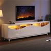 Witimisy Mobile TV dal design curvo, porta dell'armadio in vetro temperato, illuminazione a LED, lucido, adatto come mobili da intrattenimento, camera da letto, soggiorno, bianco, 175 x 38 x 51 cm
