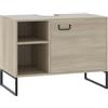 Vicco Mobiletto per lavabo Vionna, Quercia/nero, 80 x 60 cm con 2 scomparti aperti, con ripiano interno regolabile in altezza per un utilizzo flessibile