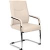 CLP Sedia da pranzo ergonomica Hobart, cantilever con braccioli imbottiti, struttura in metallo stabile, sedia da conferenza moderna, Colore:crema, Materiale:Ecopelle