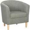 DecHome - Poltrona Moderna a Pozzetto in Tessuto Effetto Lino con Gambe in Legno 74x63x73 cm colore Grigio