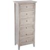 ATMOSPHERA CREATEUR D'INTERIEUR Atmosphera - Cassettiera Charme - Legno Sbiancato - L 45 x H 113 cm - 6 cassetti, Stile Romantico - Mobile Contenitore per Camera da Letto, corridoio