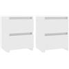 vidaXL Comodini set da 2, 30x30x40 cm, Legno ingegnerizzato, Bianco, 2 cassetti scorrevoli ciascuno, Mobiletto da letto, Supporto telefono, Piccoli comodini da camera