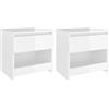 vidaXL Set di 2 comodini in truciolato bianco lucido, 40 x 30 x 39 cm