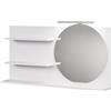 Vicco Mensola a specchio Avena, Bianco, 100 x 50 cm con 3 scomparti aperti, per montaggio a parete con illuminazione LED integrata