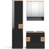 Vicco set mobili bagno Eden, Antracite/Rovere artigianale, 3 parti, con colonna