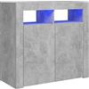 Homgoday, credenza con luci LED, mobile buffet moderno, arredamento per interni, armadio organizzatore per camera da letto, soggiorno e cucina, in cemento grigio 80x35x75 cm