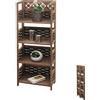 Mendler Scaffale libreria pieghevole 4x ripiani HWC-K86 legno polyrattan marrone scuro