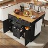 Kebnor Isola da cucina di alta qualità, carrello multifunzione con venature del legno e grande spazio di archiviazione, mobile buffet, carrello da cucina per sala da pranzo, soggiorno, cucina (nero)