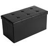 Lovely Home Pouf Double Contenitore di 80 Litri, Poggiapiedi, in Ecopelle, Seduta Imbottita, (Nero)