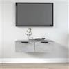 Homgoday Armadio da parete grigio cemento, 68 x 30 x 20 cm, in legno di ingegneria, mobile da parete con 2 cassetti, mensola sospesa, mobile galleggiante per cucina, soggiorno, bagno, ingresso