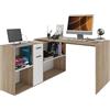 Arreditaly Scrivania Multiposizione Multiuso Con 6 Scompartimenti Scrittoio Mobile per Computer Laptop Desk Ufficio Soggiorno Sala Pranzo Camera Design Moderno Bocas 120 x 75 x 120 Cm (Bianco e Rovere)