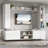VIEKOS Set da parete per TV con vetrine (set completo, 4 pezzi), 180 x 35 x 33,5 cm, supporto per TV, scaffale e 2 mensole da parete, set di mobili per soggiorno, TV, mobile da parete e da appendere