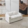 Kelodan Divano letto 3 in 1 140,5 x 74 x 82 cm, con schienale regolabile, porta USB, divano lounge a 2 posti, pieghevole, dotato di tavolo nascosto, porta bevande, beige