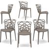 REDÒKASA Set 6 sedie in polipropilene ARMONIA, impilabile, resistente ai raggi UV, design moderno, ideale per sala da pranzo, cucina, sala d'attesa, bar, ristoranti o giardino (6, Tortora)